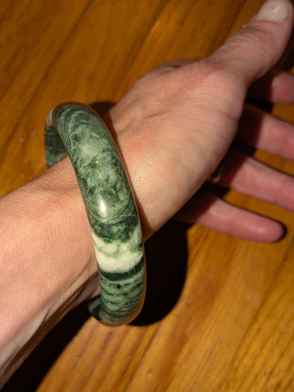 Jade Carved Stone Bangle Bracelet